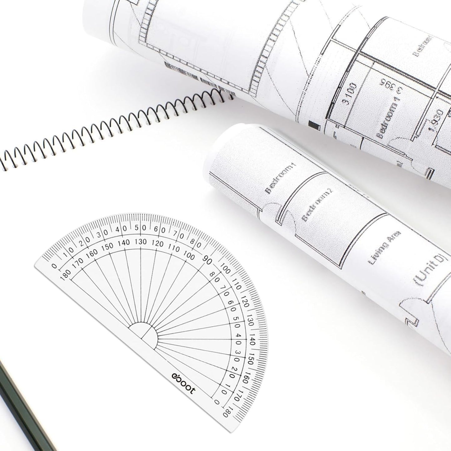 EBOOT 100 Pcs Math Protractors Plastic Protractor 180 Degrees, 4 Inches (Clear)