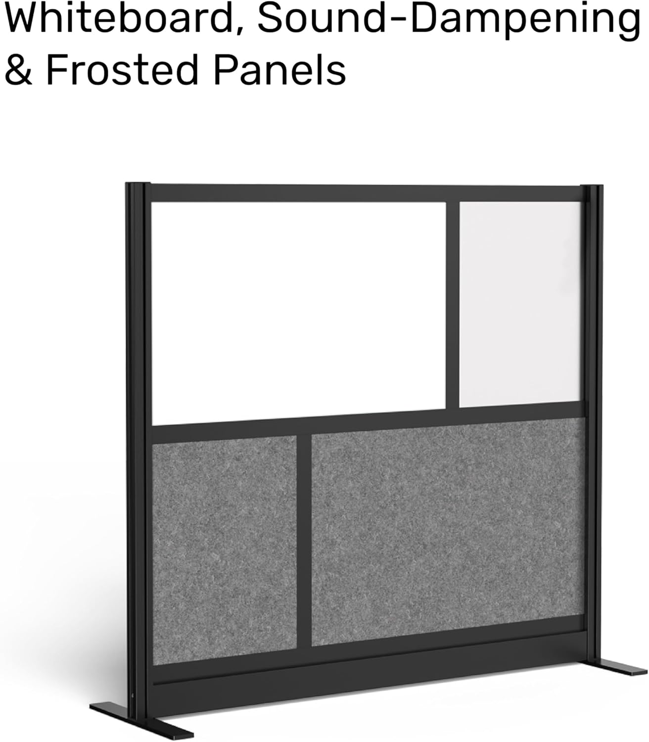 Workflow Modular Wall | Room Divider with Whiteboard, Sound-Dampening, & Frosted Acrylic Panels | Expandable Office Partition for Privacy & Productivity (53" x 48")