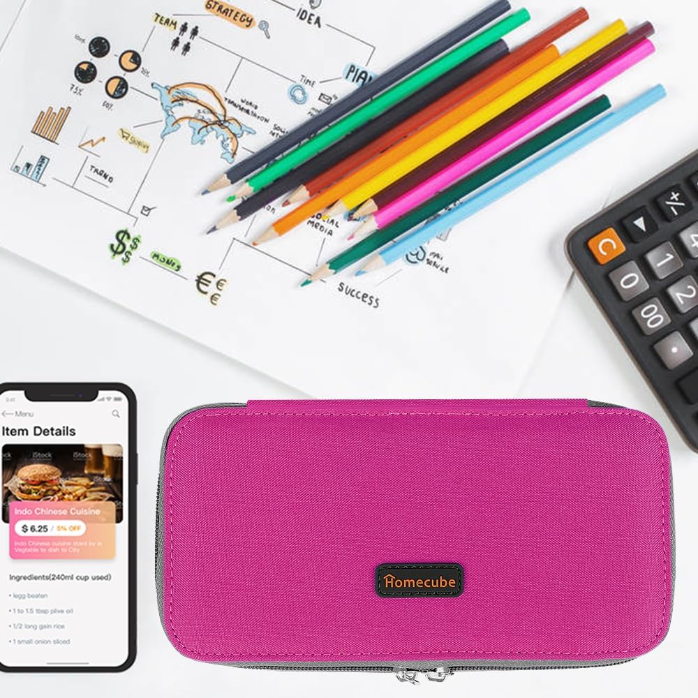 Homecube Large Capacity Pencil Case Oxford Cloth Bag Storage Pouch Marker Pen Pencil Cute Stationery Organizer Bag Holder with Zipper for Middle High School & Office Boy Girl Teen - Rose Red