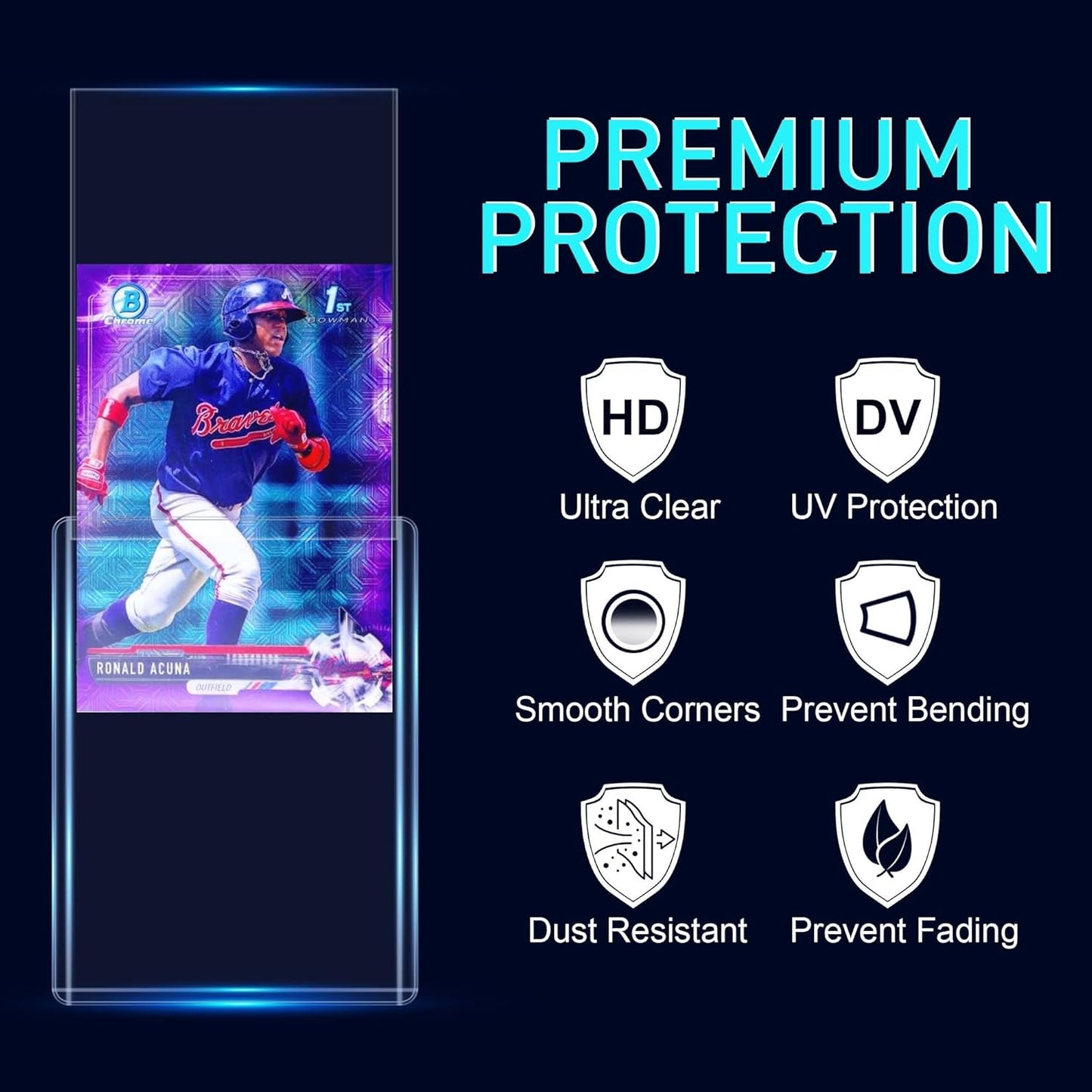 JohnBee Card Sleeves - 3"x4" Hard Plastic Top Loaders for Cards - Trading Card Sleeve & Baseball Card Holder - Premium Topload Ablum Photocard Holder for Sports, Game & Kpop Cards (Only 100 Hard)