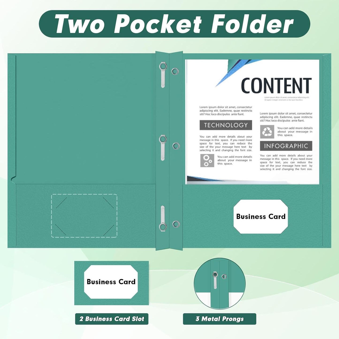Two Pocket Folders, PANDRI 30 Pack Two Pocket Folders with Prongs, Designed for Office and Classroom, Assorted 5 Dark Colors 2 Pocket 3 Prong Folders