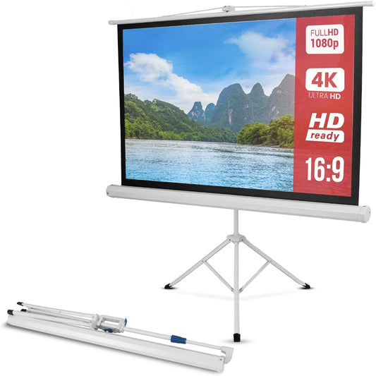 Pyle 50 Inch Portable Projector Screen with Tripod Stand – Lightweight, Durable, Easy Pull Setup Mobile Projection Screen with 4:3 Aspect Ratio, White Matte Fabric for Indoor/Outdoor Use