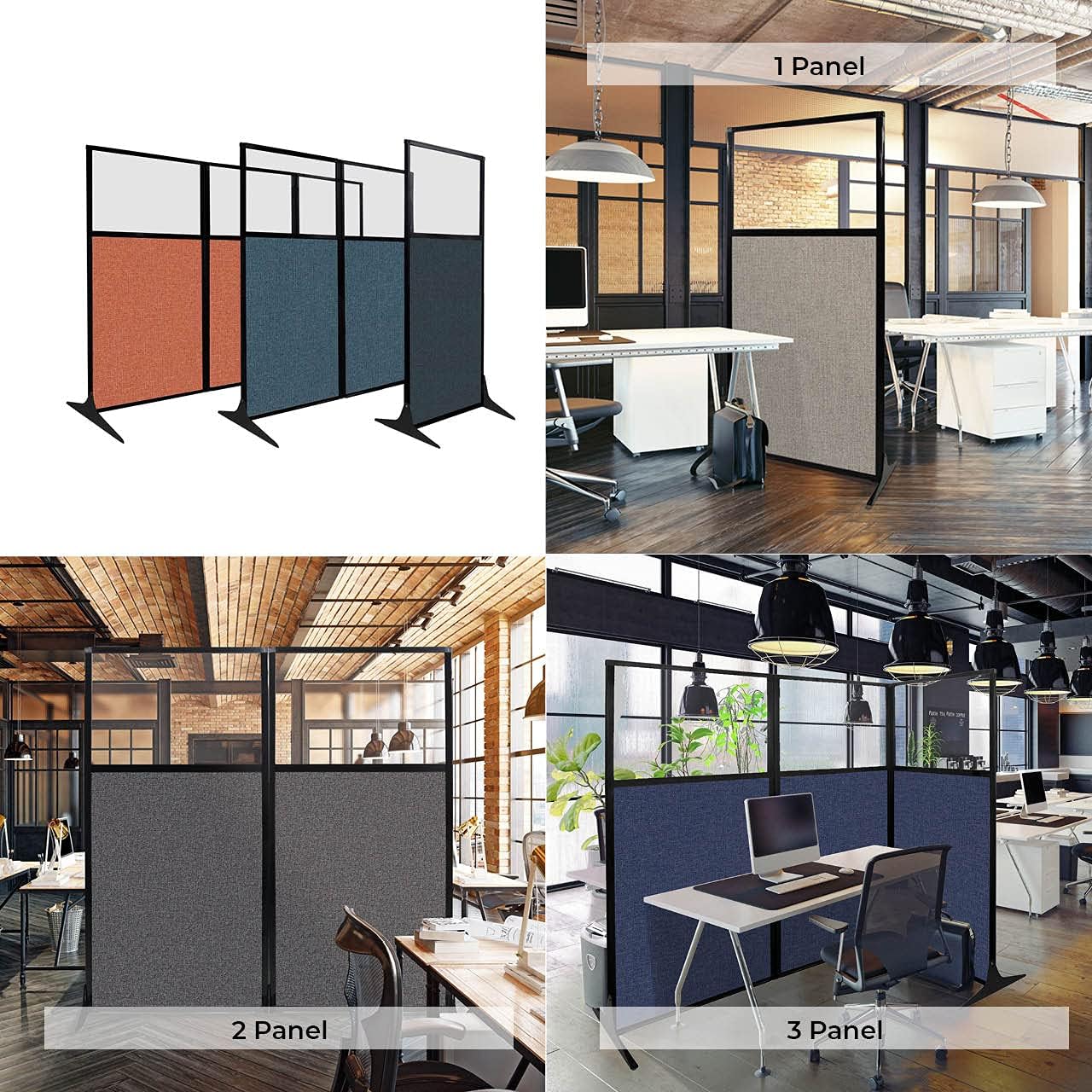 Versare Workstation Partition | Portable Wall Divider | Modern Office Cubicle | Free Standing Privacy Screen | Flexible Work Space | 99" x 70" W/Window, Latte Fabric Panels