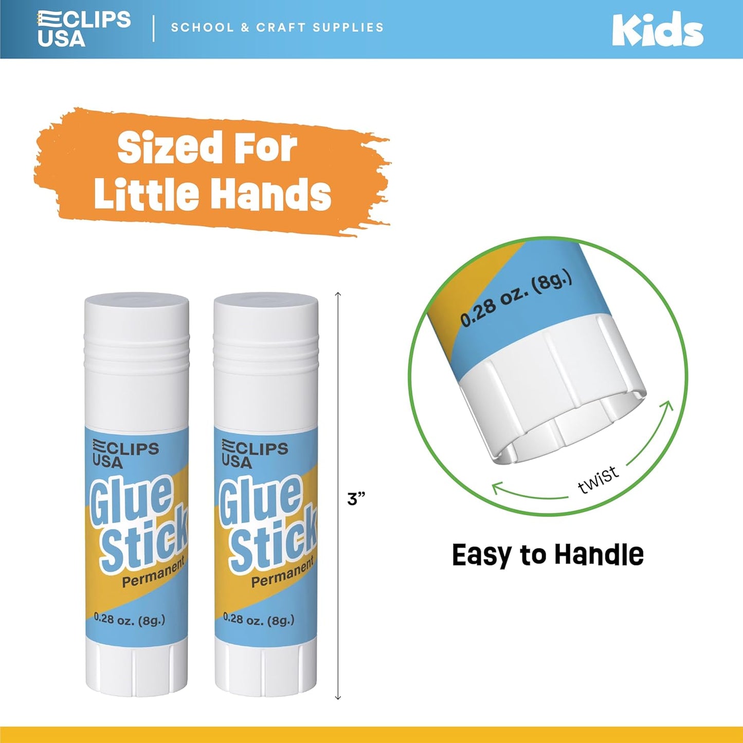 Glue Sticks Bulk (48 Pack), Washable Glue Sticks for Kids, Craft Glue for School Supplies, .28 oz, 8 Grams (48 Pack)