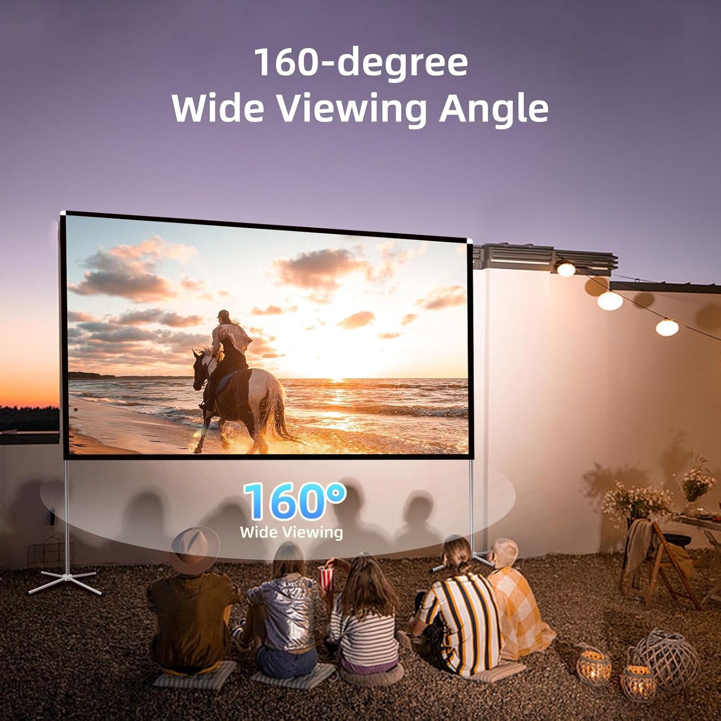 Projector Screen Outdoor Portable Movie: 120 inch Foldable Projection Screen with Stand Legs and Carry Bag for Camping Party