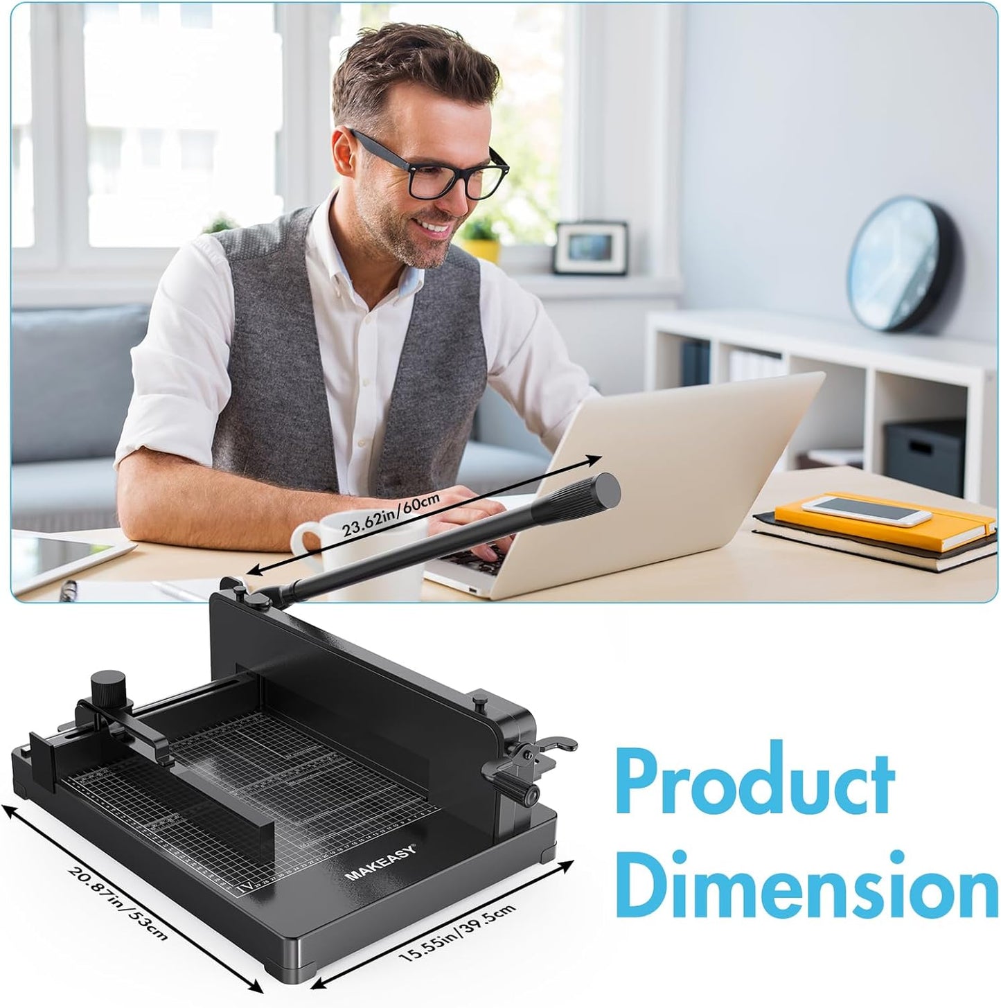Paper Cutter 12 Inch, Heavy Duty Paper Cutter for A4 Paper, Guillotine Paper Cutter 400 Sheet Capacity, Solid Steel Construction