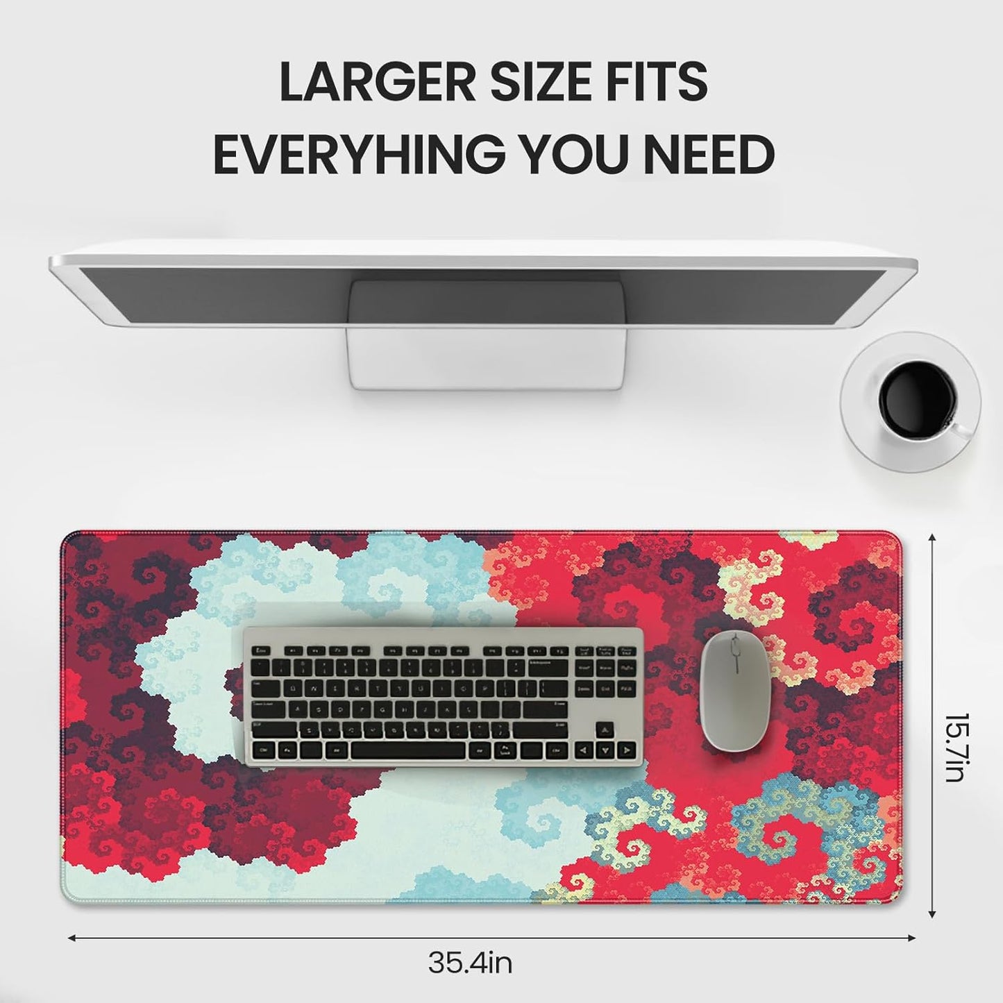 35.4 x 15.7 inches, Large Desktop Mouse pad, Keyboard and Mouse Pads for Work and Home Computers, and Large Laptop Mouse mat，Prairie and Flowers
