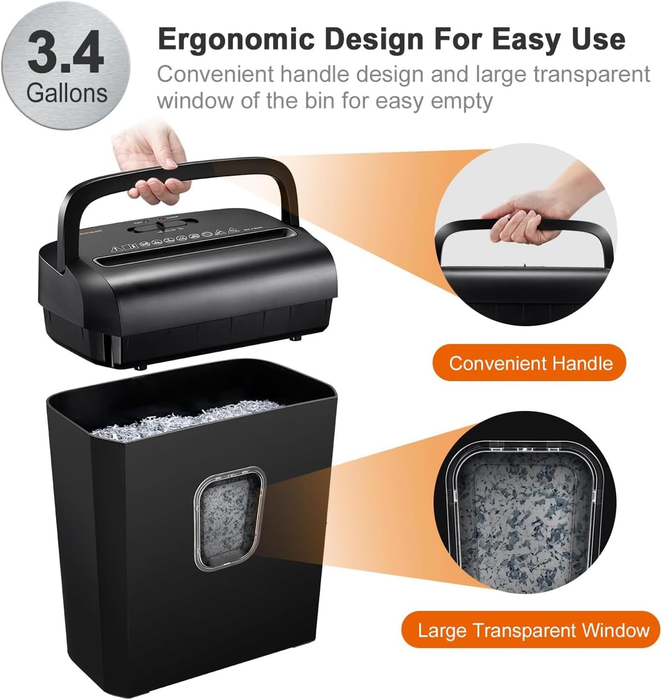 Bonsaii 6-Sheet Micro-Cut Shredder, P-4 High Security, Shreds Credit Cards/Staples/Clips, 3.4 Gal Transparent Window Bin, Black