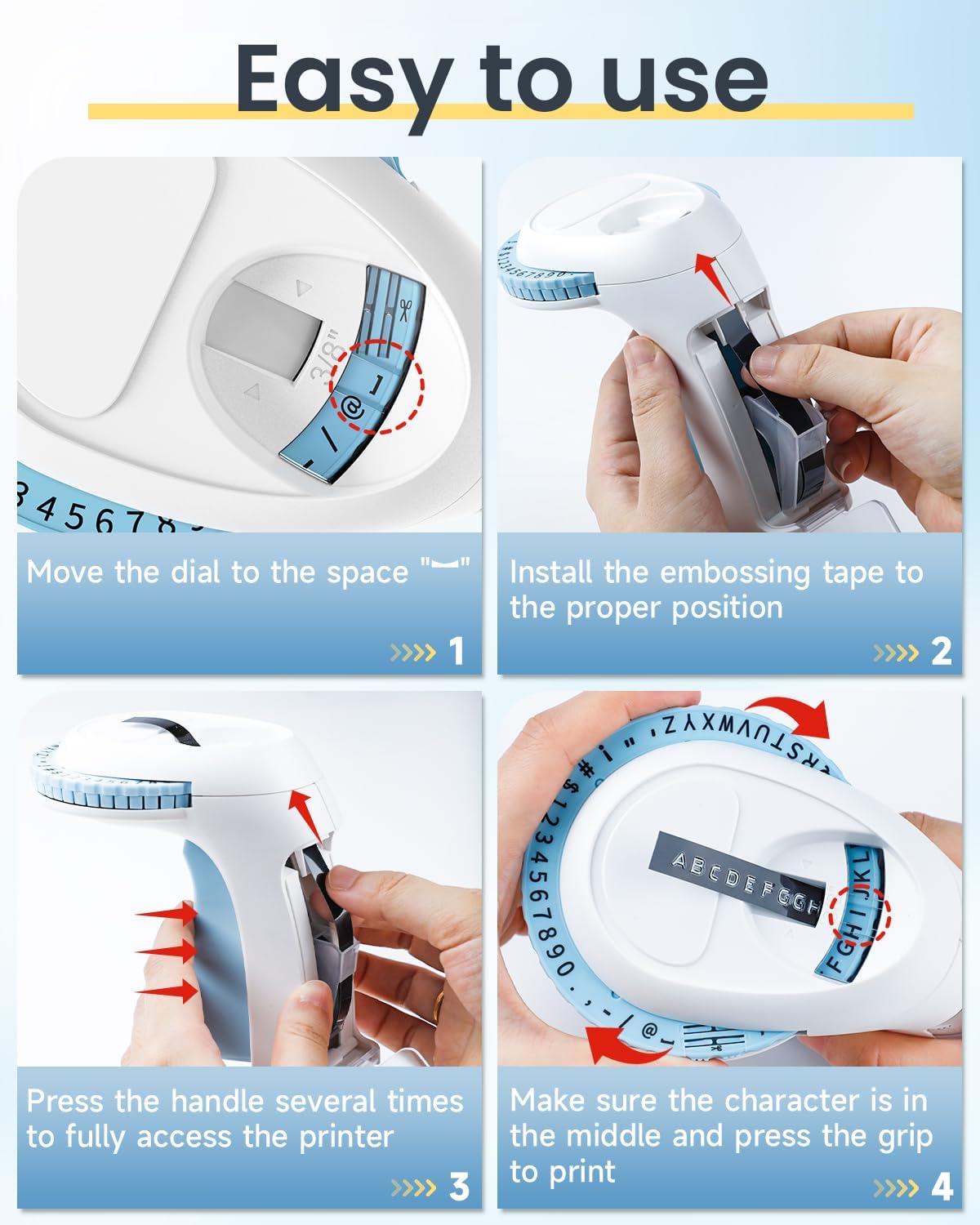 Label KINGDOM Embossed Label Maker, Omega S Blue Embossing Label Maker with 10pk Embossing Label Tape, Retro Labeler Old School Label Printer for Home Office School DIY