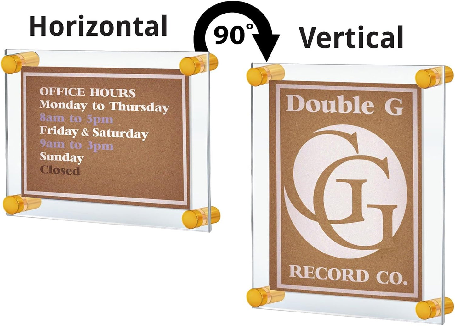 Azar Displays 105508-GLD Acrylic Floating Double Panel Wall Frame,11" x 17" Graphic Size, Overall Frame Size: 15" x 21", Gold