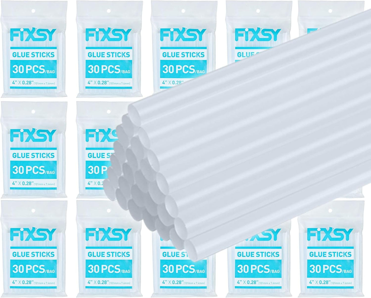 FIXSY Hot Glue Gun Sticks Low Temp Low Melt Cool Glue, Mini Size 4" Long x .28" Diameter 5/16 7mm, 30 Counts/Pack, 15 Packs, 450 Counts/Box, Scrapbooking