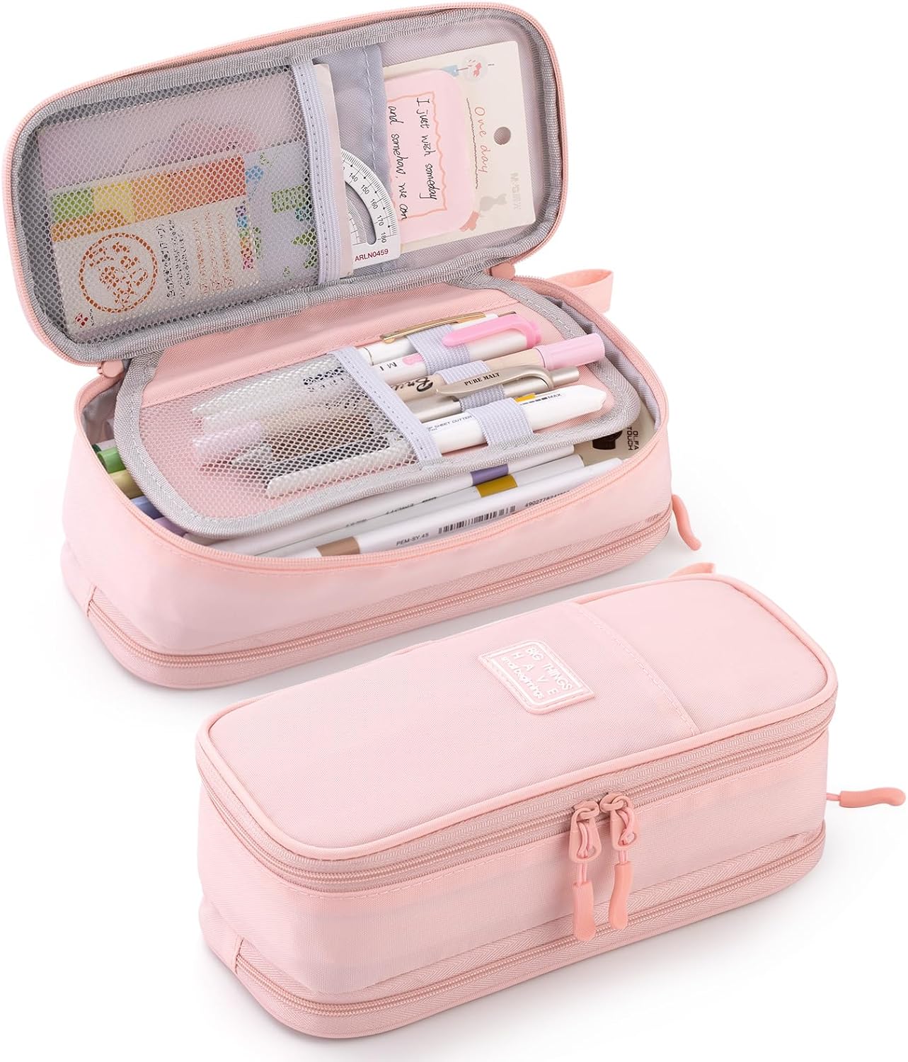 CICIMELON Large Pencil Case Big Storage Pen Pouch Bag with Compartment for School Supplies Office College Teen Boys Girls Adults, Upgraded Pink