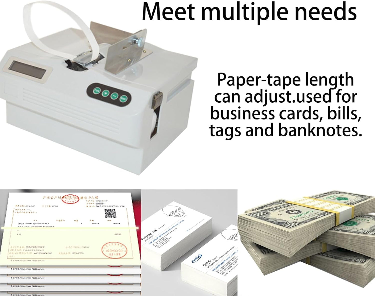INTBUYING Cash Bundling Machine Fully Automatic Small Banknote Baling Machine Binding Speed 2 Secs Per Time Binding Machine for tie Bills Cards banknotes