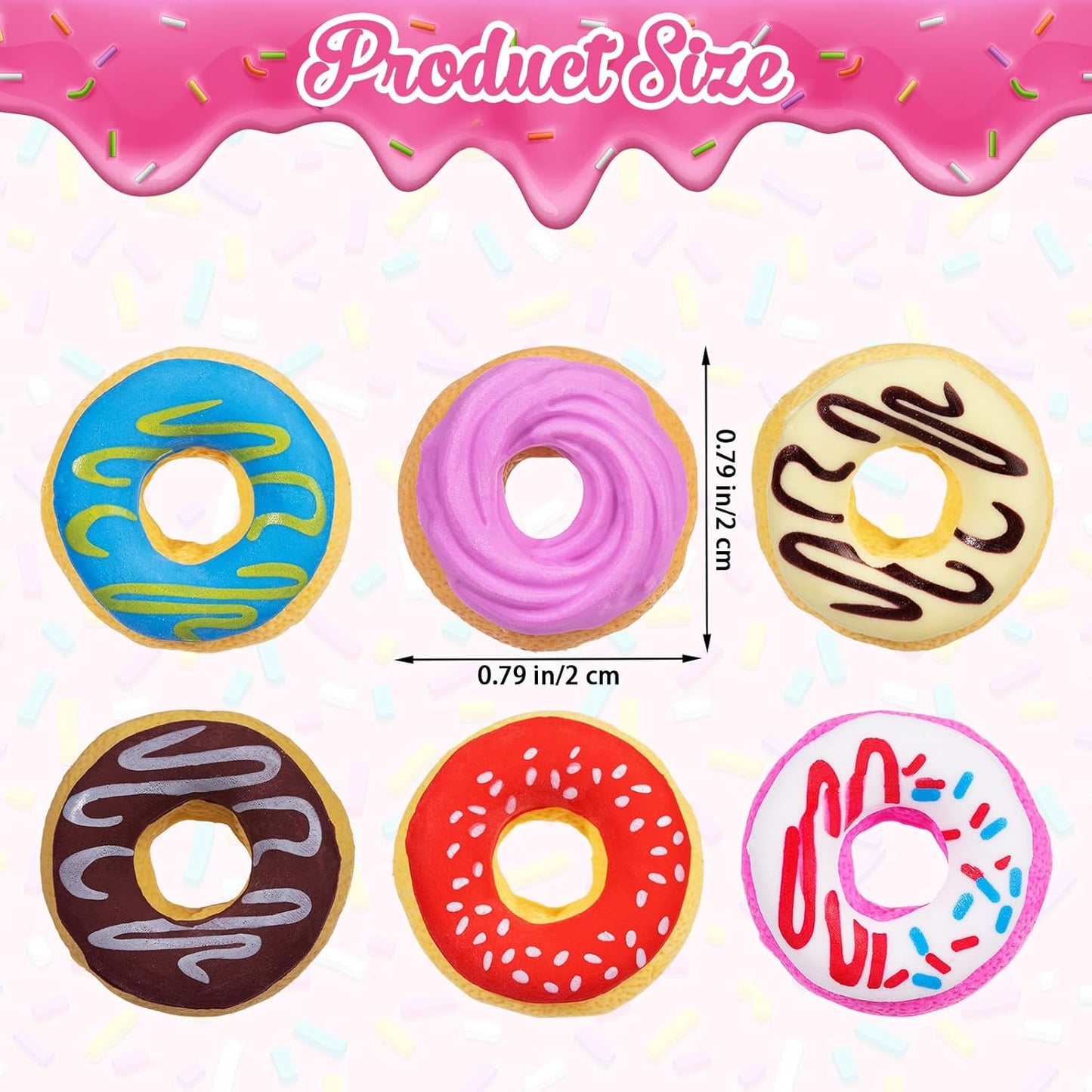 YGAOHF 50PCS 3D Cute Donut Erasers for Kids, Novelty Pencil Toppers for Candy Party Favors