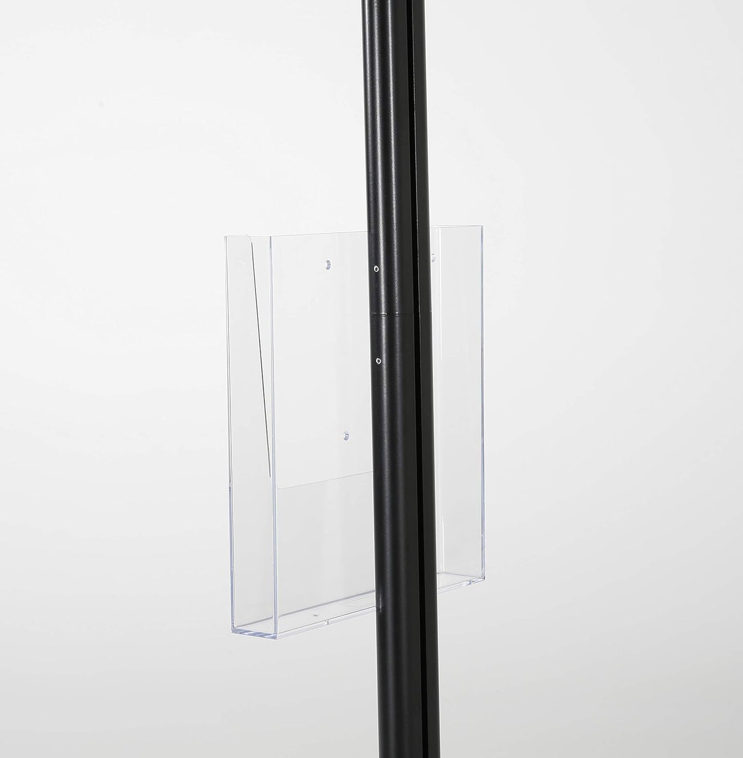 M&T Displays Free Standing Aluminum Display Stand Single Sided Document Brochure Sign Holder Front Loading Portrait Landscape Black Snap Frame 1x(11x17) and Clear Acrylic Pocket 1x(8.5x11) Inch