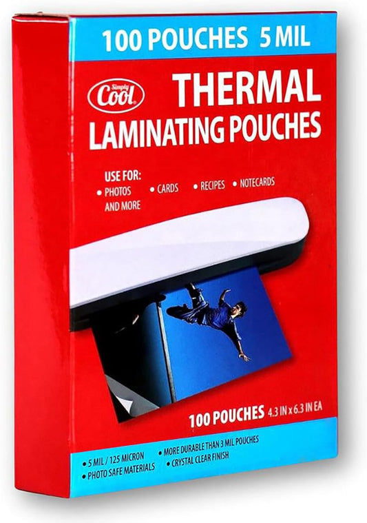 5MIL Thermal Laminating Sheets (100 Count) 4.3x6.3 inch, Card Size Dry-Erase Friendly Sheets, Compatible with Laminators Crystal, Clear Laminated Finish