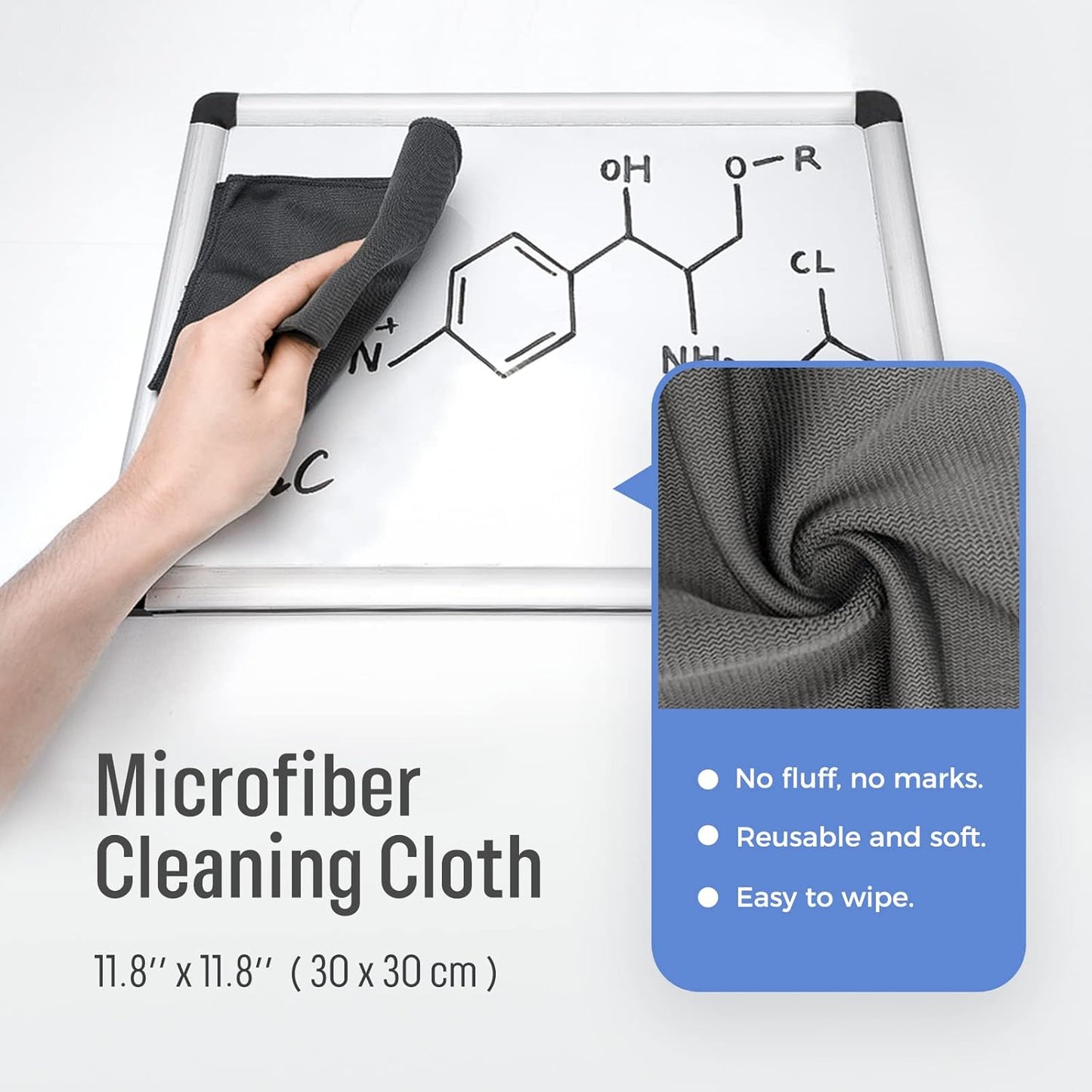 loukin Non-Toxic Whiteboard Cleaner, 8.5 fl oz Dry Erase Board Cleaner, Whiteboard Cleaning Spray with Cloths, Removes Stubborn Marks from Whiteboards (2-Pack)