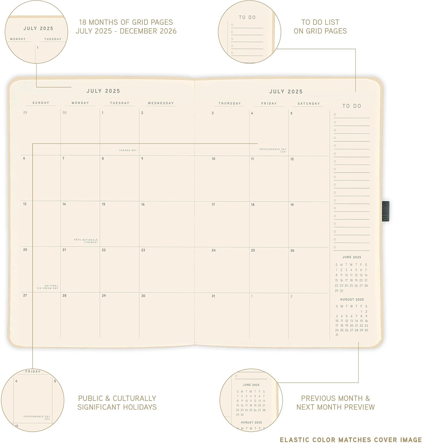 July 2025 – Dec. 2026 Planner by Graphique, Weekly and Monthly Planner, 18 Months Calendar, Hardcover, Like This Life, 6” x 8”