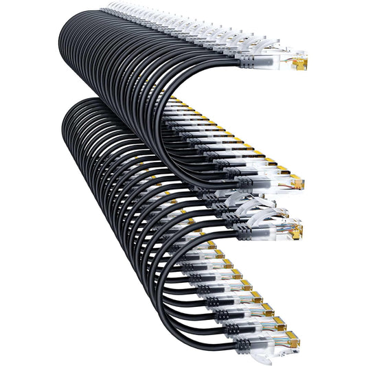 Cat6a Patch Cables 0.5ft (48 Pack) Slim, Cat6 Ethernet Patch Cable Pure Copper, Flexible Cat 6 Patch Cable 550MHZ 10G, Space-Saving Cat 6A Network Cables for Patch Panel Black