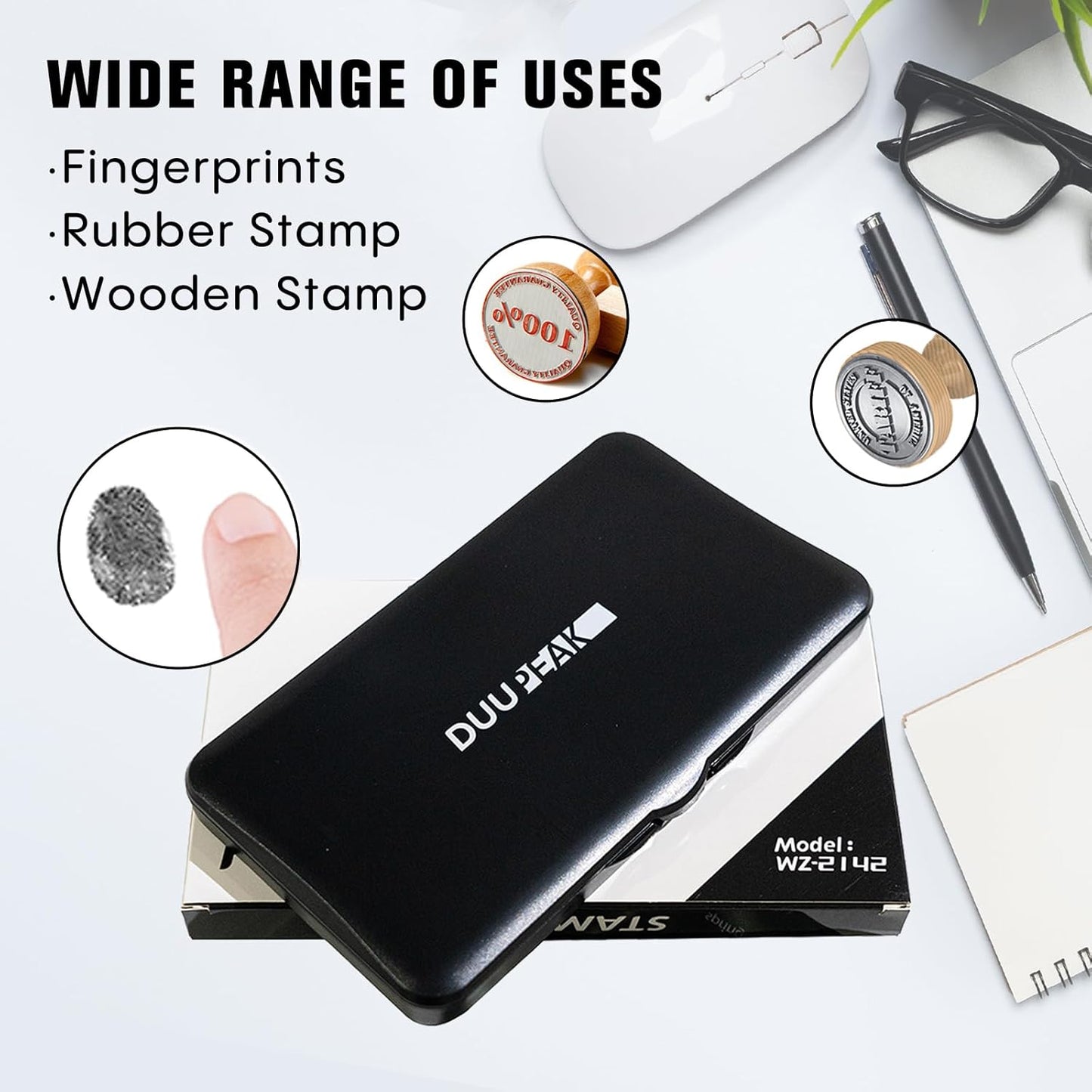 Large Ink Pad for Stamps, 6.14"×3.38" Stamp Pad, Ink Pad for Office, Notarization, and Rubber Stamps (Black