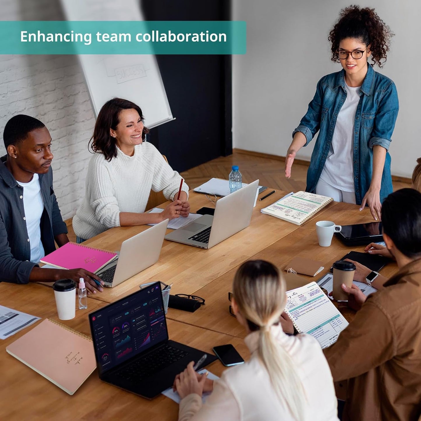 Taja Meeting Notebook for Work Organization - Work notebook with action items, Meeting Minutes Planner Notebook, Perfect Office Supplies for Men & Women - Berry Pink