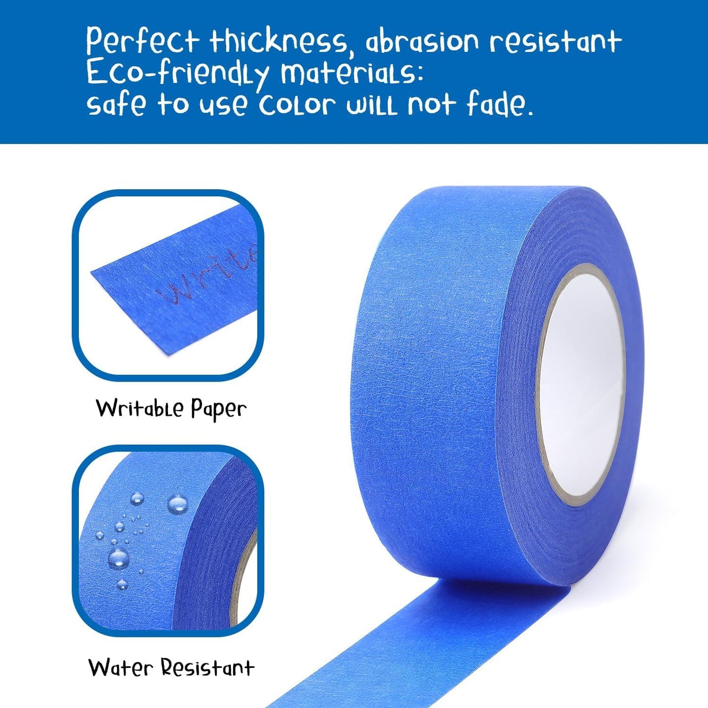 Blue Masking Tape 1 Inch X 20 Yards, 8 Rolls, 160 Yards in Total, Masking Tape for DIY Artist Craft Arts, Decoration, Drafting