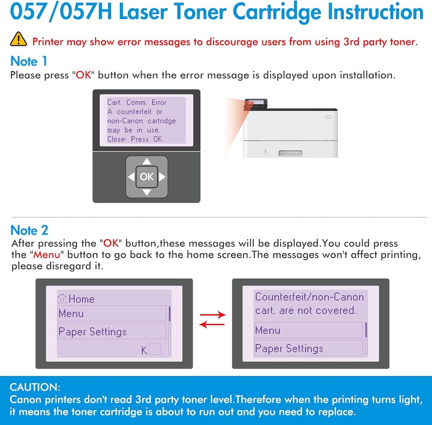 057H Toner Cartridges 4 Pack Compatible Replacement for Canon 057H 057 CRG-057H High Yield Toner for ImageCLASS MF445dw MF455dw LBP226dw MF448dw LBP227dw LBP228dw MF449dw MF445 Laser Printer Ink
