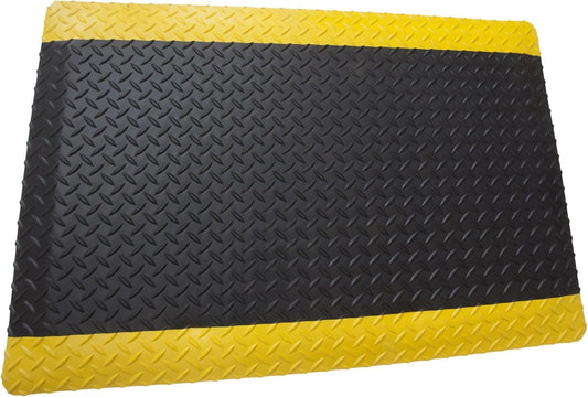 Rhino Mats, American Classic Diamond Anti-Fatigue Mats, Industrial Ergonomic Comfort Standing Mat for Work, Home, Garage, Office, Kitchen or Anywhere (Black/Yellow 1" Thick, 4 FT. x 24 FT.)
