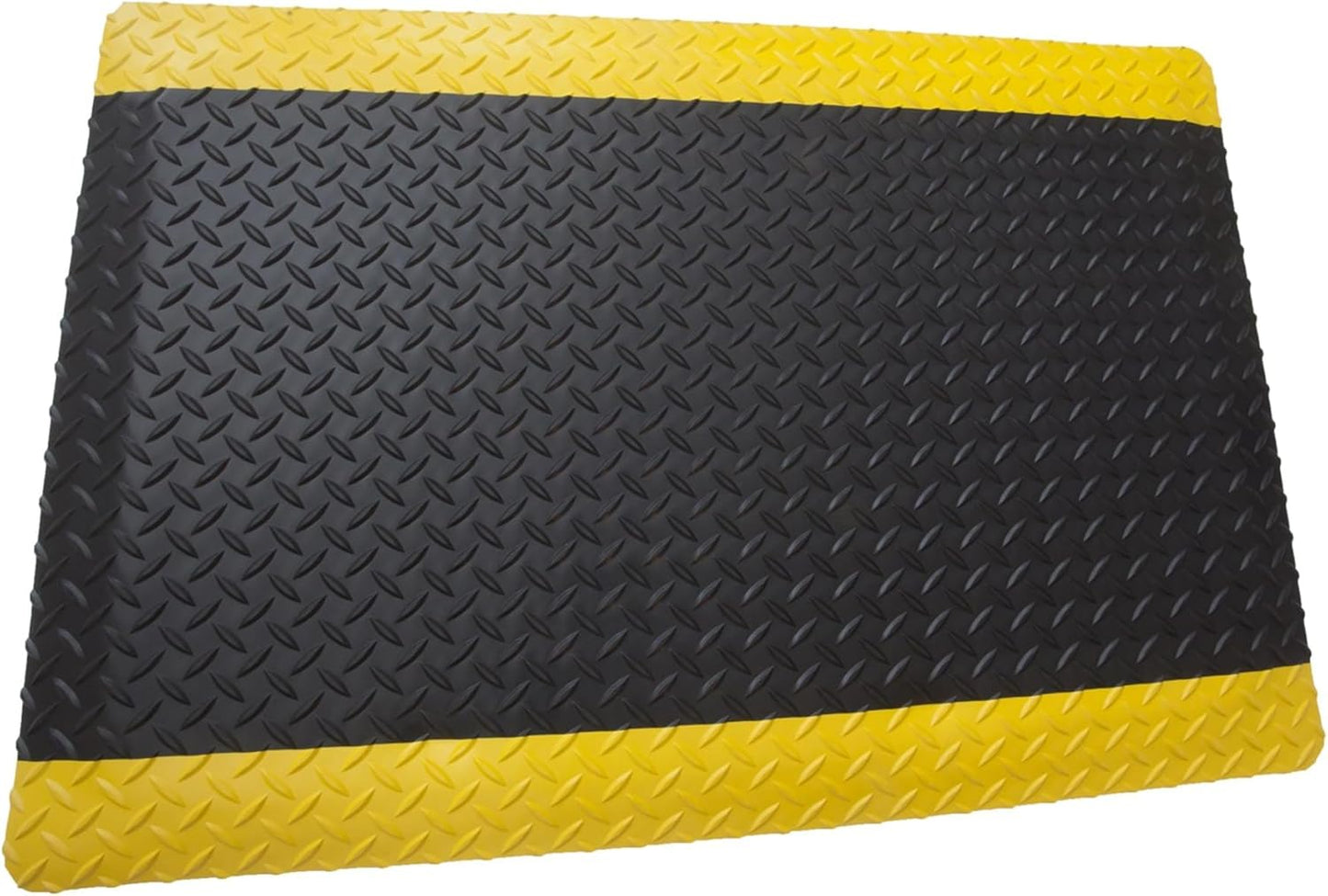 Rhino Mats, American Classic Diamond Anti-Fatigue Mats, Industrial Ergonomic Comfort Standing Mat for Work, Home, Garage, Office, Kitchen or Anywhere (Black/Yellow 1" Thick, 2 FT. x 7 FT.)