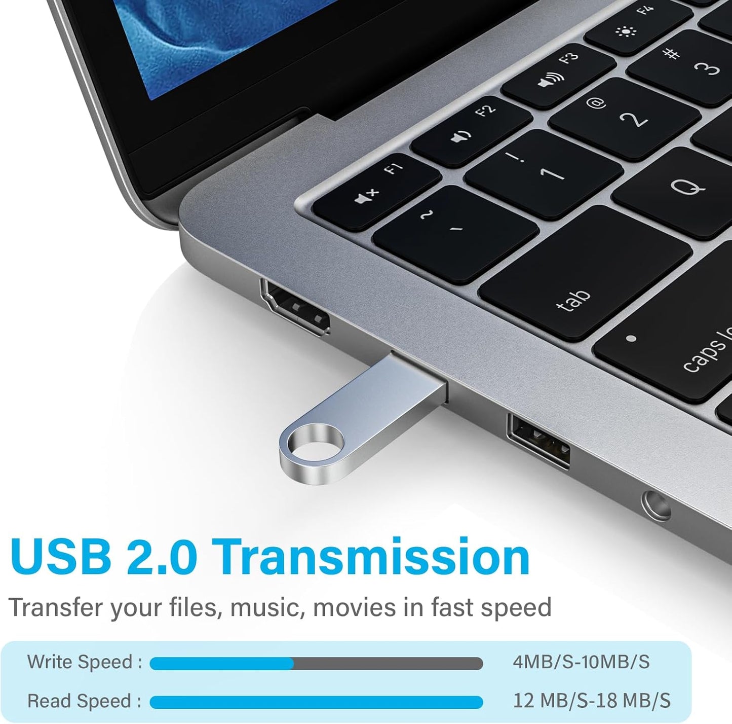 ABLAZE 8GB Flash Drive 5 Pack, Metal USB 2.0 Thumb Drives with Keychains USB Stick Pendrive (Sliver)