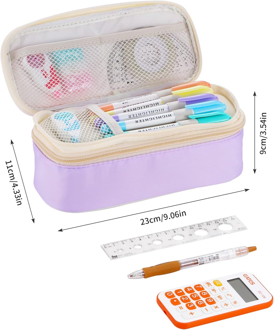 Dugio Big Pencil Case for Girls Organizer Pencil Bag with Zipper Pencil Pouch for School Teens Kids Aesthetic Large Pencil Pouch Purple