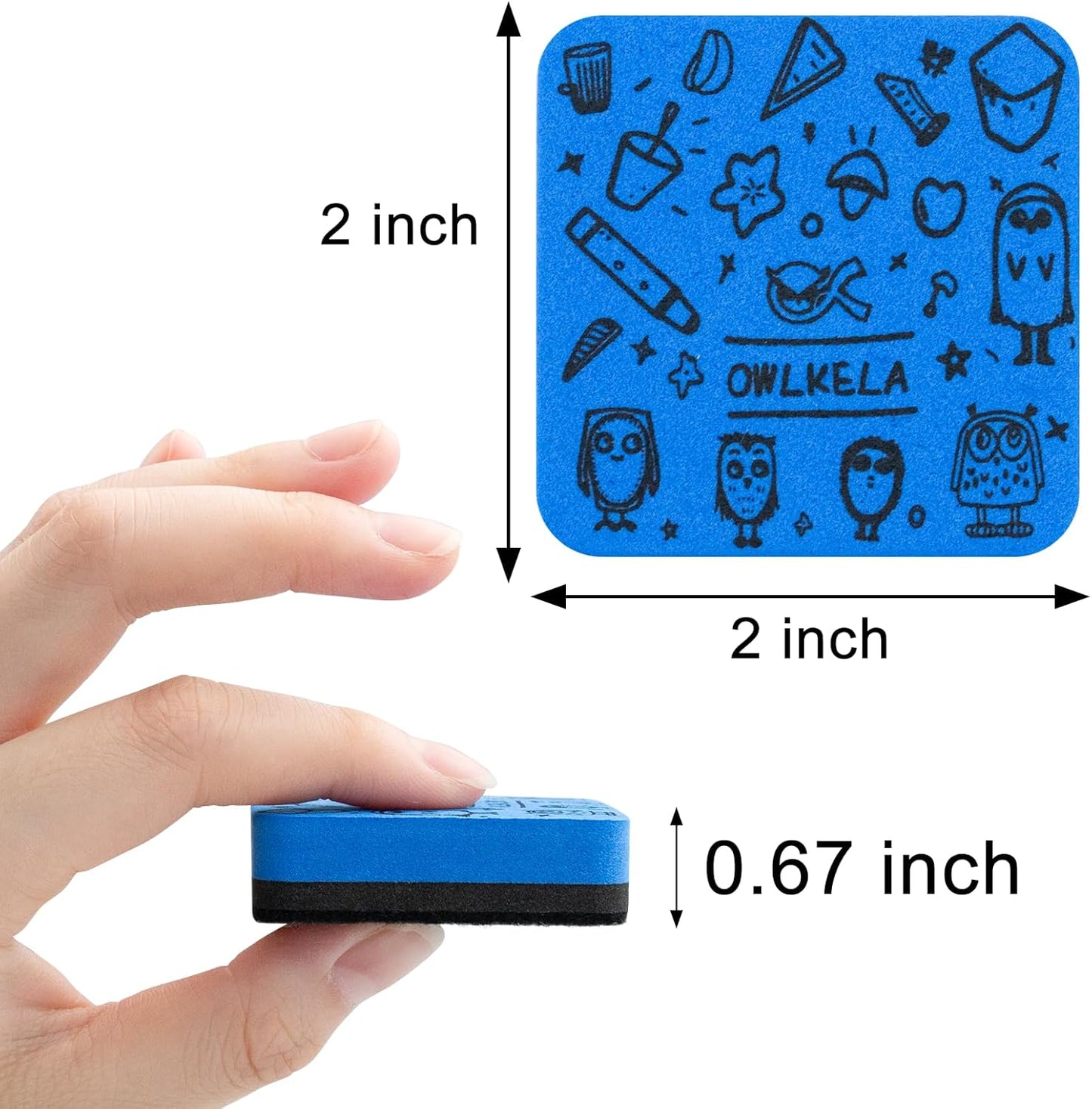 OWLKELA 30 Pack Whiteboard Eraser, Magnetic Blue Whiteboard Eraser for Cleaning Dry Erase Markers on Magnetic Soft Whiteboard, Glass Whiteboard and Dry Erase Board