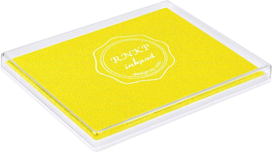 MOYBMG Large Yellow Permanent Ink Pad for Rubber Stamps, 5x4 Inch, Kids Non-Toxic Safe Ink Pad, Paper Wood Fabric