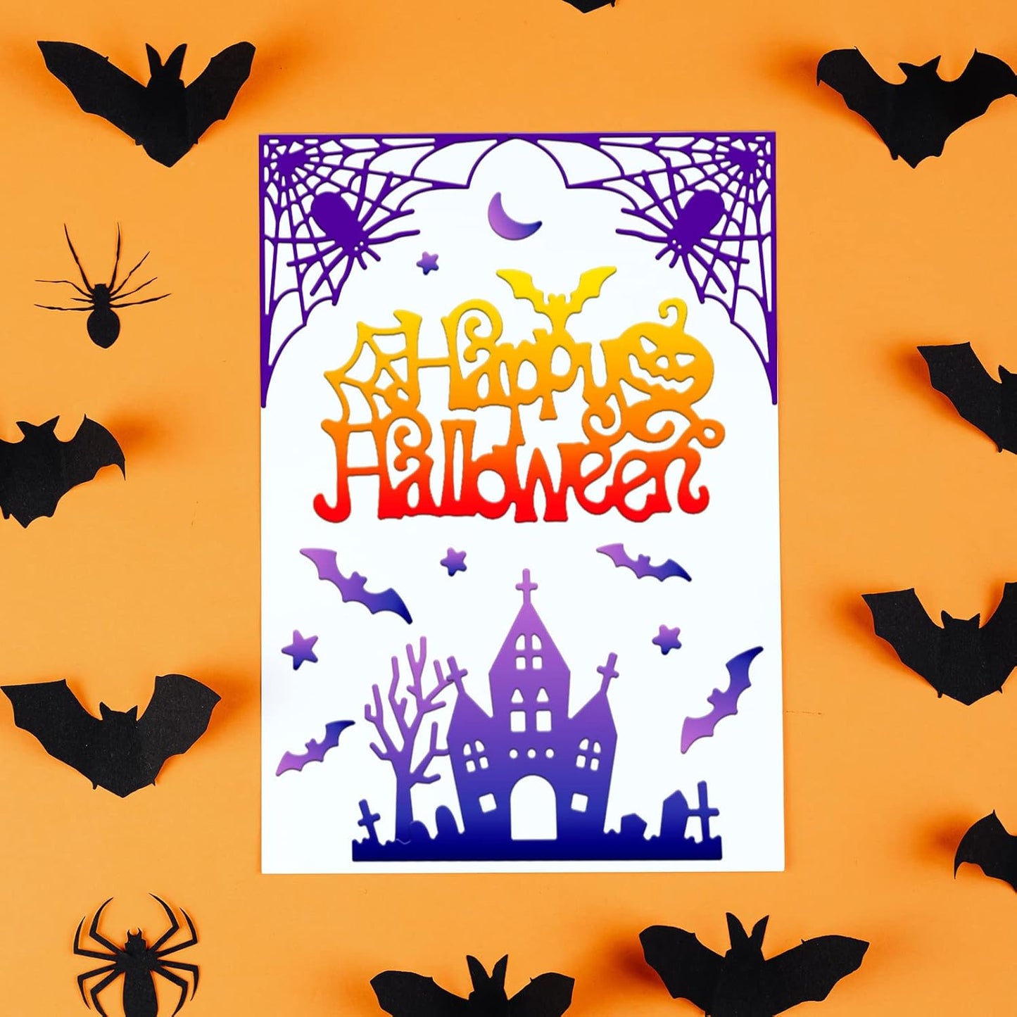 GLOBLELAND Halloween Lace Corner Cutting Dies for Card Making Spider Bat Pumpkin Cobweb Cut Die for DIY Scrapbooking Journal Embossing Paper Craft Decor