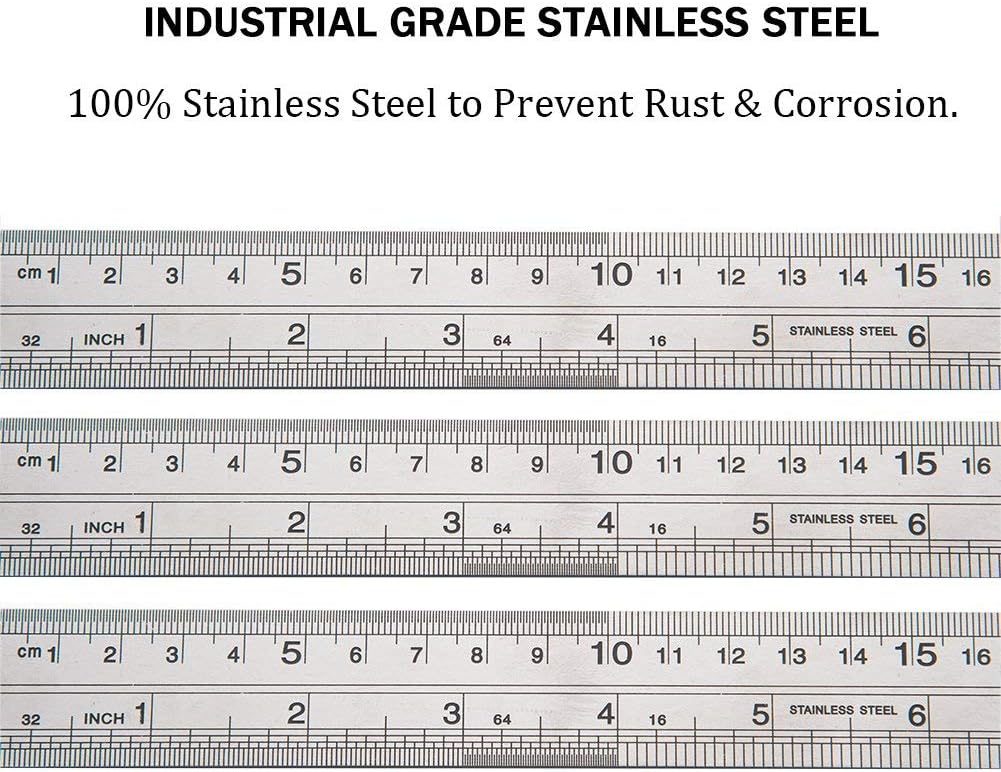ZZTX Metal Straight Edge Ruler Set,Stainless Steel Ruler,12 Inch, Bulk 1 Pack