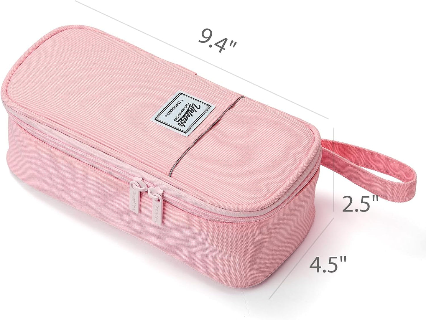 Pencil Case Pouch Box Bag School Supplies Girls Boys Kids, Cute Preppy Stuff Large Big Capacity Aesthetic Pen Organizer, Back to College Stationary, Pink, Classic Stlye, 1800ml