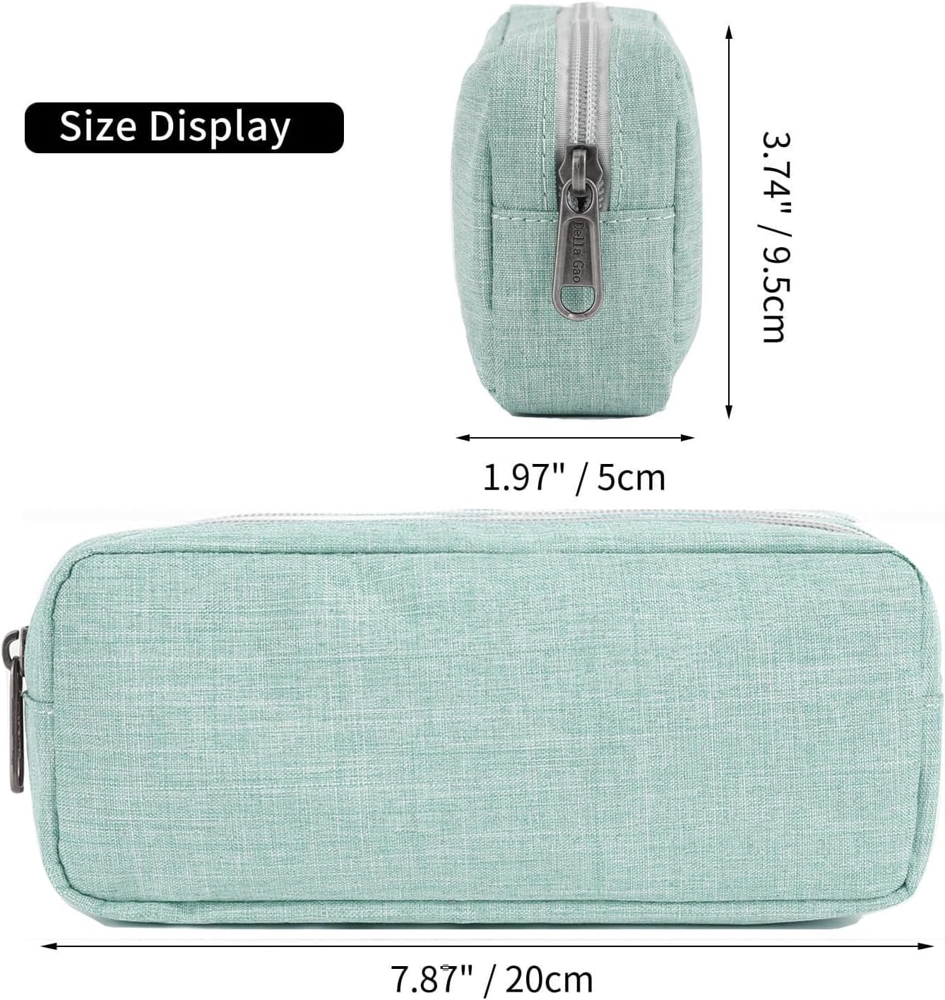 Della Gao Small Pencil Case Large Capacity Pencil Pouch Marker Pen Bag Coin Pouch Office Stationery Organizer (Green)