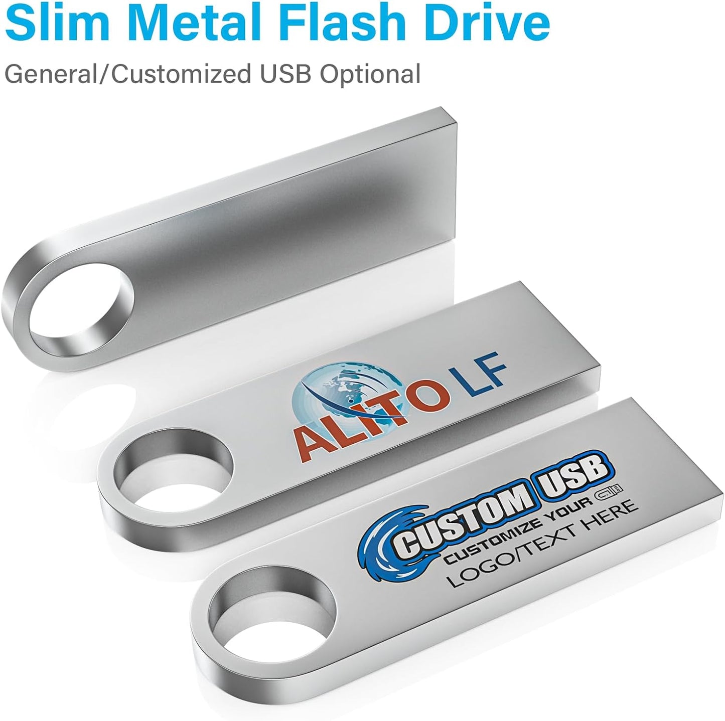 ABLAZE 32GB Flash Drive 2 Pack, Metal USB 2.0 Thumb Drives with Keychains USB Stick Pendrive (Sliver)