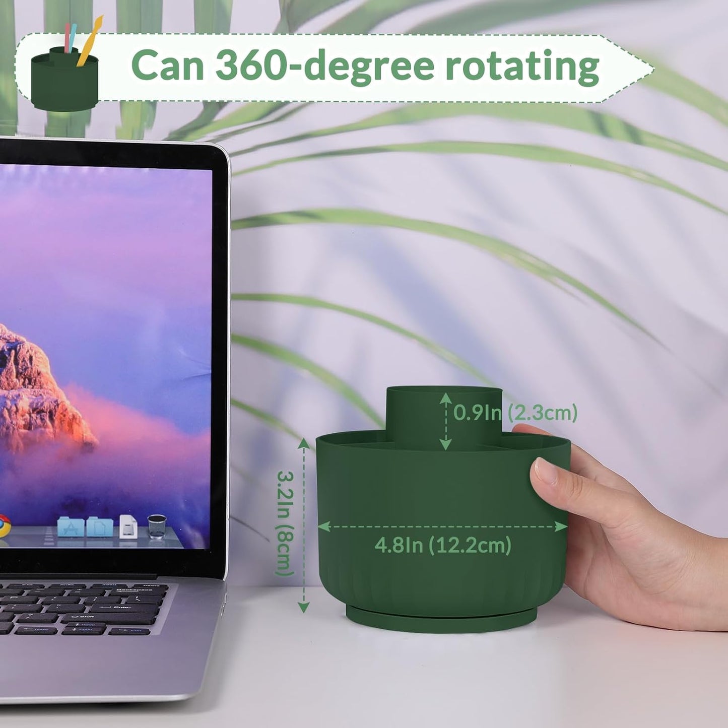 SKYDUE 360 Degree Rotating Desk Organizer, Dual-Purpose Pencil Pen Holder for Desk, Rotating Pencil Cup with Stickers, Office Supplies, Desk Decor for Office, School, Home