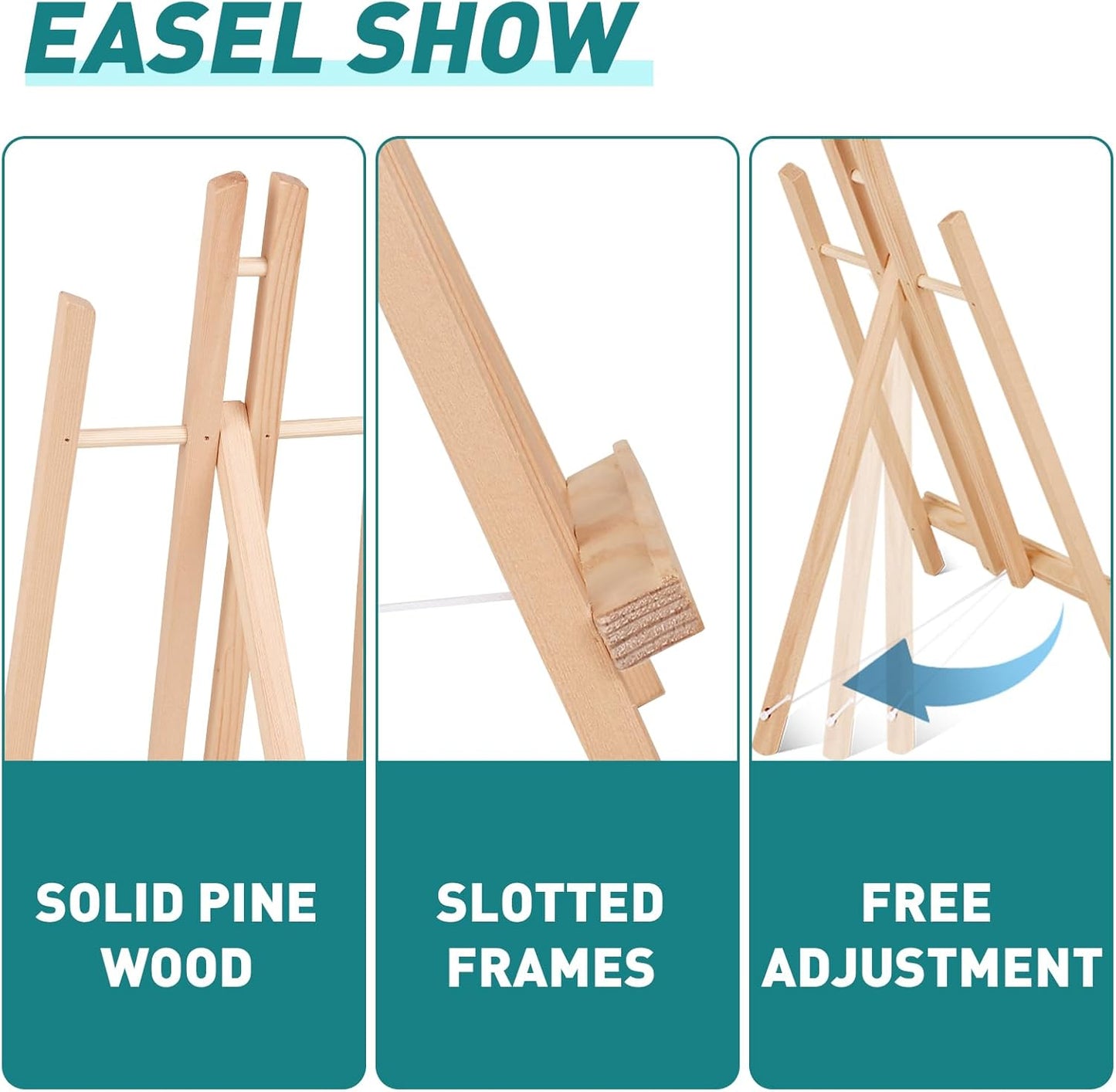 ESRICH 12Pack16in Tabletop Easel,Tabletop Easel for Painting Party, Wooden Tabletop Display Easels,Painting Easel for Displaying Canvases, Photos, Display Tripod Holder Stand for Students Kids