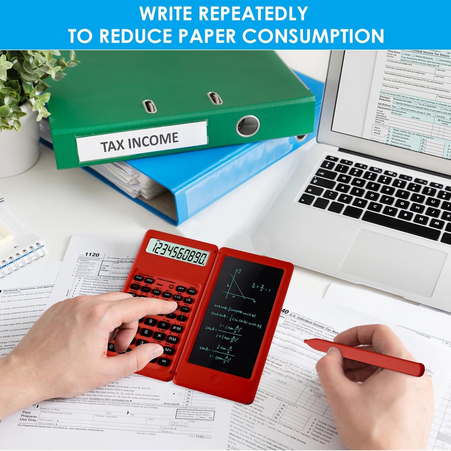 Scientific Calculators for Students, Red Math Calculator with Notepad,10-Digit Large Screen, Classroom Must Haves for Middle High School Supplies & College (Red)