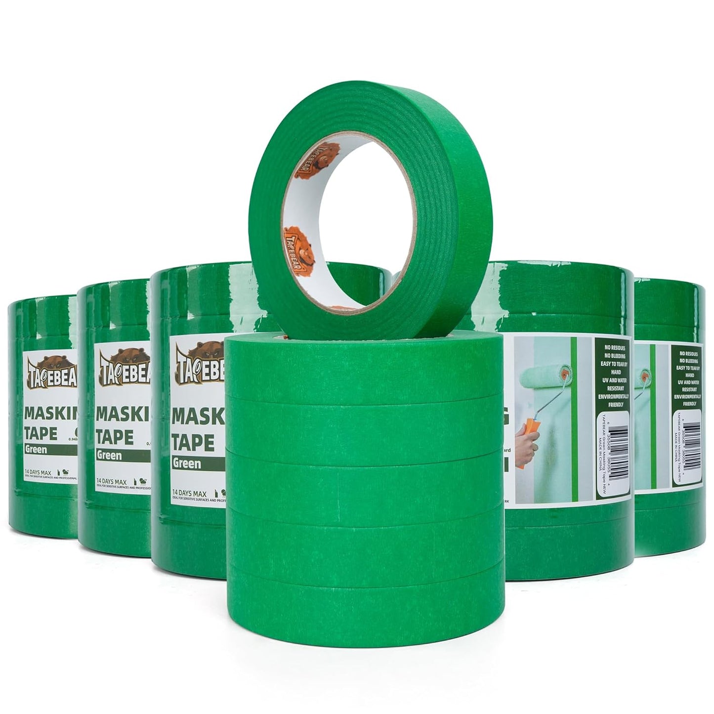 Green Painters Tape Multi-Surface Masking Tape 0.94 inch x 60 Yard, Indoor and Outdoor Painting Tape, Residue Free Easy Removal with Sharp Lines, Paint Tape for Walls, Auto, Home, 36Rolls