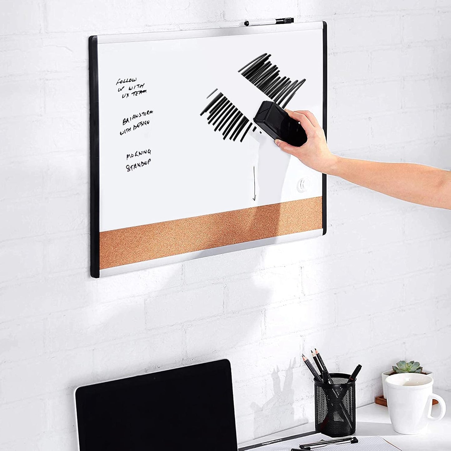 Amazon Basics Dry-Erase Whiteboard Eraser, for School, Office, Home, and Classroom, Black, 4-Pack,