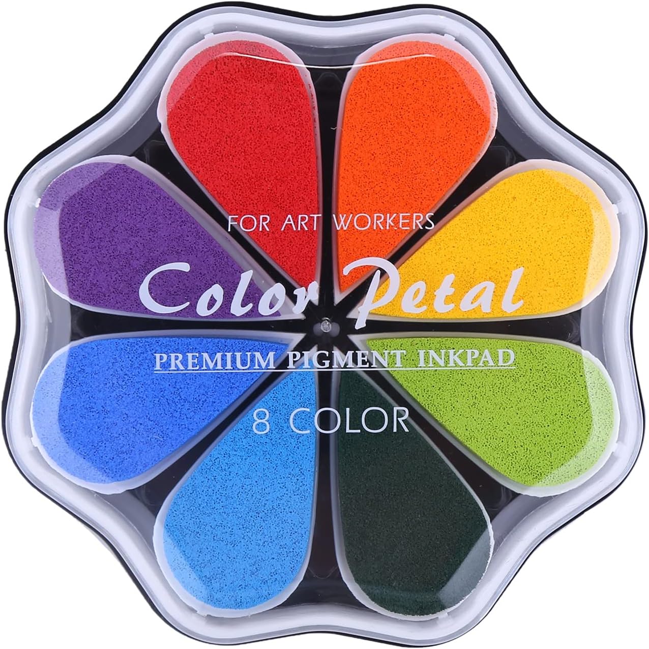 Petal Ink Pads for Rubber Stamps Waterdrop Shaped Stamp Pads with 8 Assorted Colors (Set 1001)