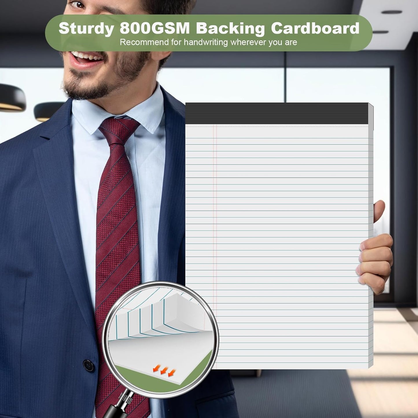 6 Pack Legal Pads 8.5 x 11 College Ruled Notepads, White Note Pads 8.5'' x 11'' Writing Pads Narrow Ruled Lined Paper Pads, 30 Sheets Per Note Pad, Legal Notepads for Work Study Daily Note Taking List