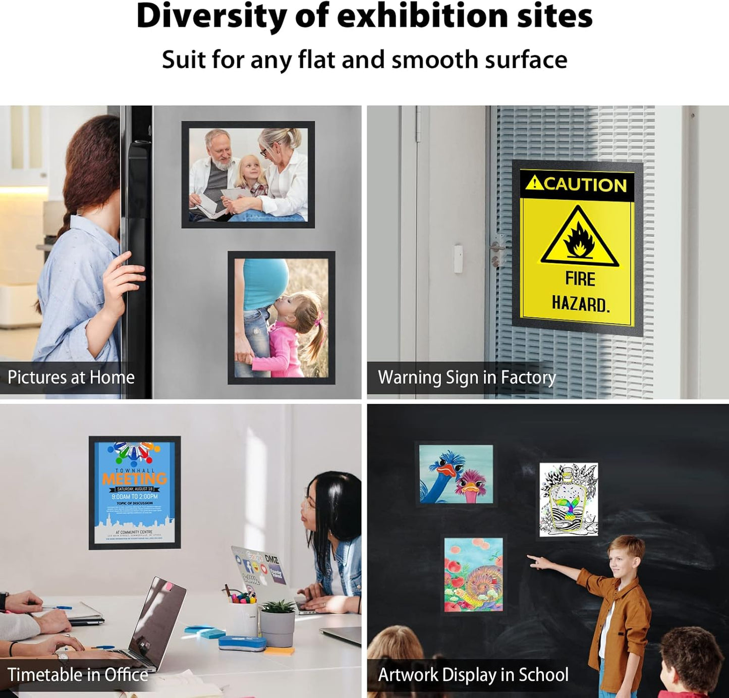 10Pack Magnetic Sign Holder 8.5 x 11, Self Adhesive Magnetic Frames for Wall, Magnetic Picture Frame Paper Holder for Fridge, Door, Window Magnetic Display Poster Frame Document Holder, Black