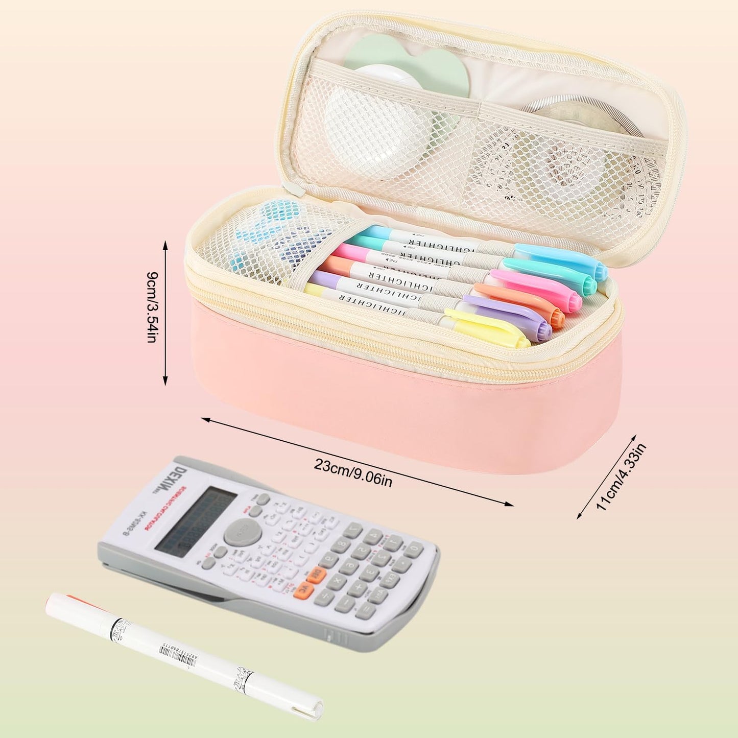 Pencil Case for Girls Kids Teens Adults Big Pencil Bag with Zipper Big Pen Pouch Large Stationery Pen Case Organizer for School Pink