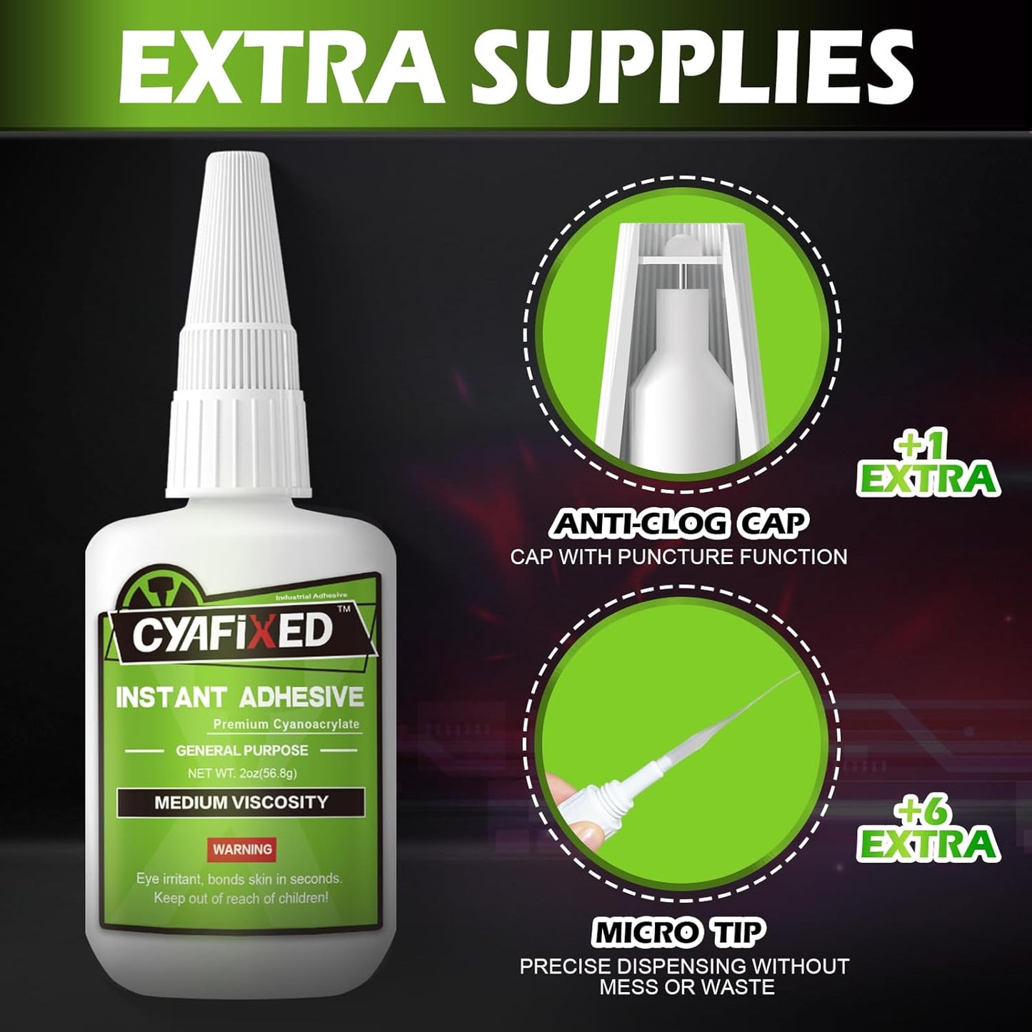 Super Glue Liquid, Instant Clear Cyanoacrylate Medium Viscosity Adhesive, Food Safe CA Glue for Shoe Repair Leather Ceramic Plastic Glass Metal Wood Aquarium Porcelain Rubber Pottery Model Craft