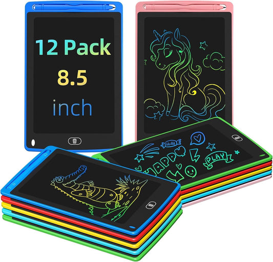 12 Pack LCD Writing Tablet for Kids, 8.5 Inch Colorful Doodle Board Drawing Tablet, Erasable Doodle Pad for Toddlers, Educational Learning Toys Birthday Gifts for Boys Girls Age 3 4 5 6 7 8