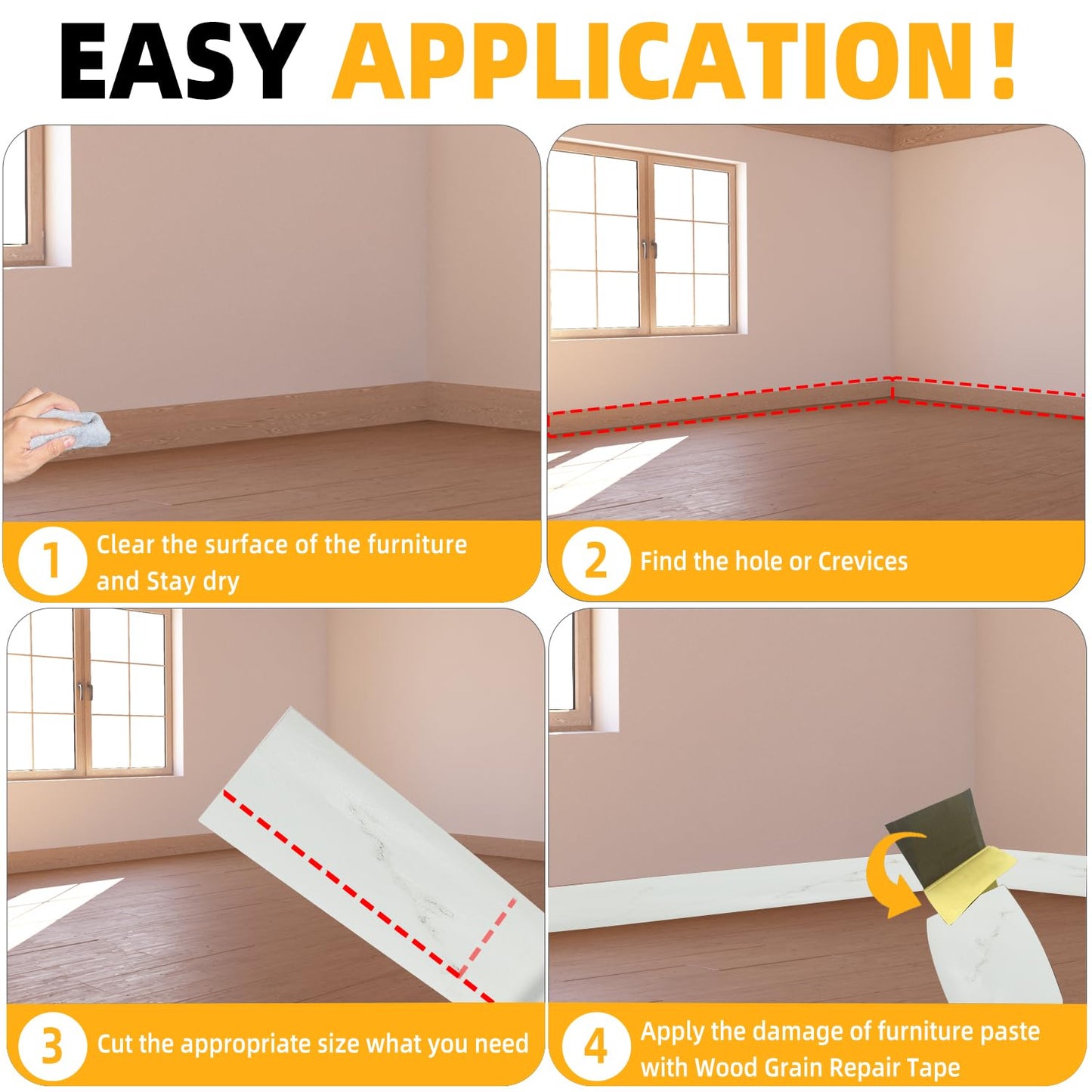 GSCIT Club Wood Grain Repair Tape, 2.4 inch X 250ft Self Adhesive Marble Grain Repair Patch for Tables, Chairs, Baseboards, Doors, Windows, Floors, Handicraft DIY.